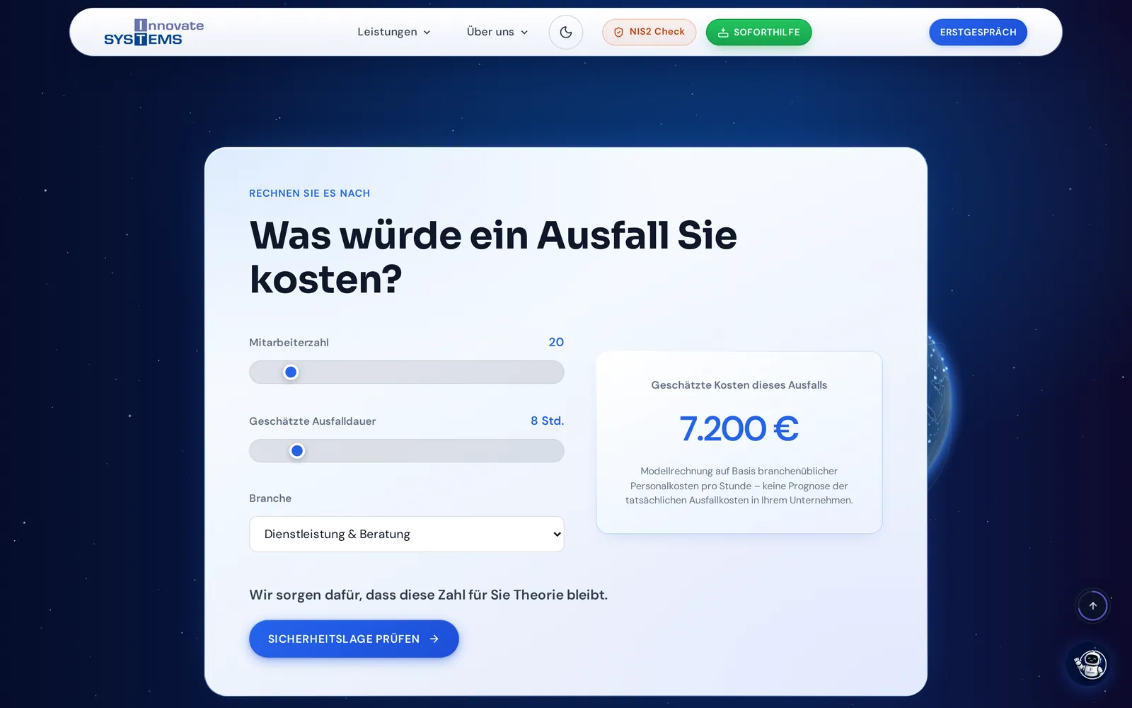 Rechner: Was würde ein Ausfall Sie kosten?