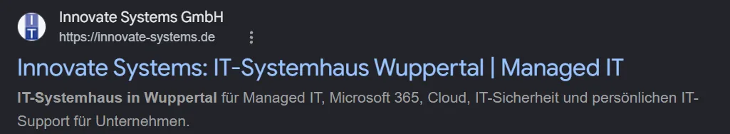 Suchergebnis: Innovate Systems, IT-Systemhaus Wuppertal, Managed IT